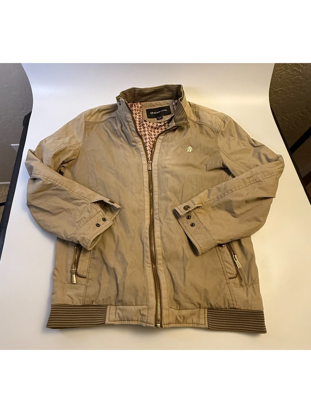 Harrington Tan Bomber Jacket Mens XL